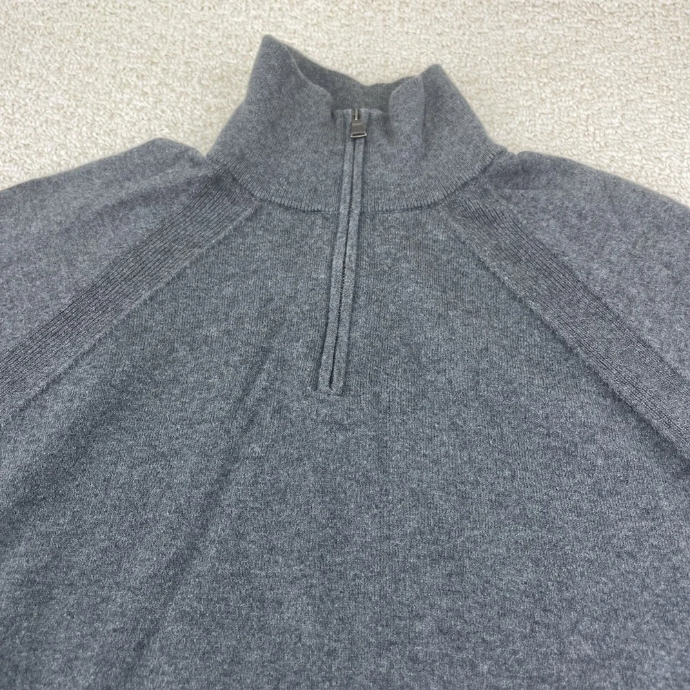 Banana Republic Men's Sweater L Gray‎ 1/4 Zip Cashmere Cotton Classic